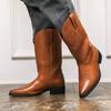 New Men's pointed Toe Low heel sole Embroidered Western Cowboy Boots