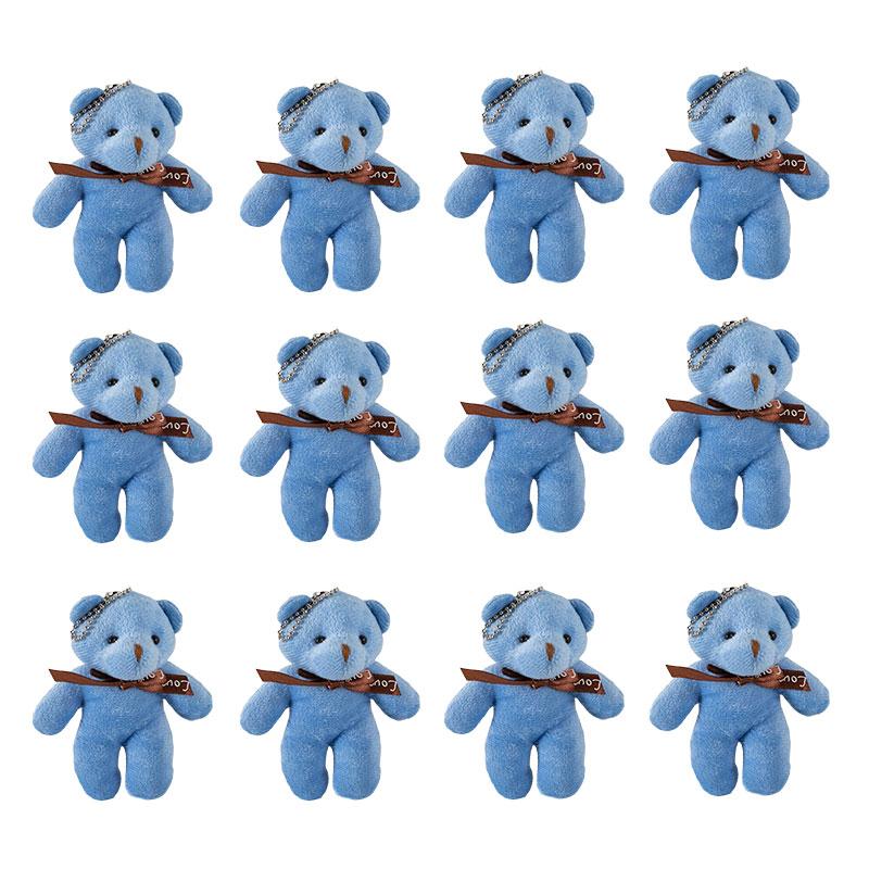 6/1s Mini Bear Plush Keychain Colorful Bear Stuffed Toy School Bag Pendant Teddy Doll Graduation Party Supplies Wedding Gift
