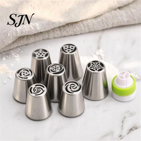 Bakery Supplies for Home Bakers 7PCS Russian Piping Tips Set, Stainless Steel Cake Decorating Cream Nozzles Baking Nozzles, Wedding