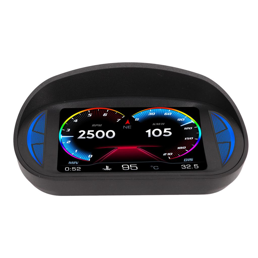 Car HUD Display OBD2 GPS Mode with Inclinometer Compass Speed RPM Warning Function Universal for Cars