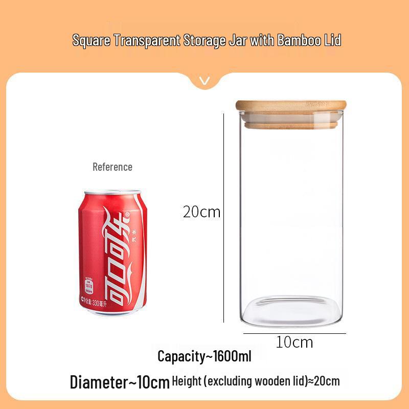 Square Moisture-Proof Glass Jar with Lid for Tea and Spices - New Style Storage Solution