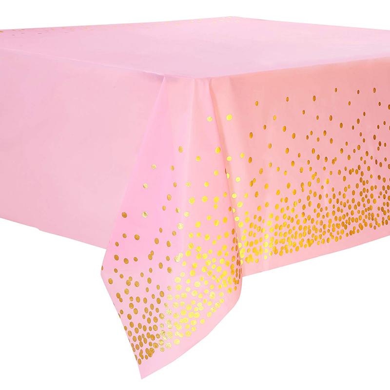 137X274Cm Rectangle Disposable Bronzing Gold Dot Waterproof Party Tablecloth For Birthday Restaurant Wedding Decoration