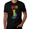 Ally Cat Lgbt Cat In Rainbow Ally Pride Flag Tshirt Sporty Breathable Short Sleeve Tshirt