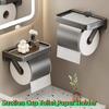 Wall-Mounted Suction Cup Toilet Paper Holder Space Saving Rustproof Toilet Paper Shelf No-Drill Phone Storage Tray Tissue Rack
