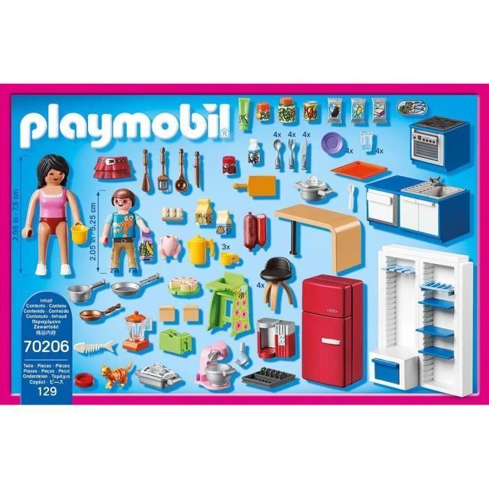 Playmobil 70206 cuisine familiale, dollhouse la maison traditionnelle, 129 pièces, dès 4 ans