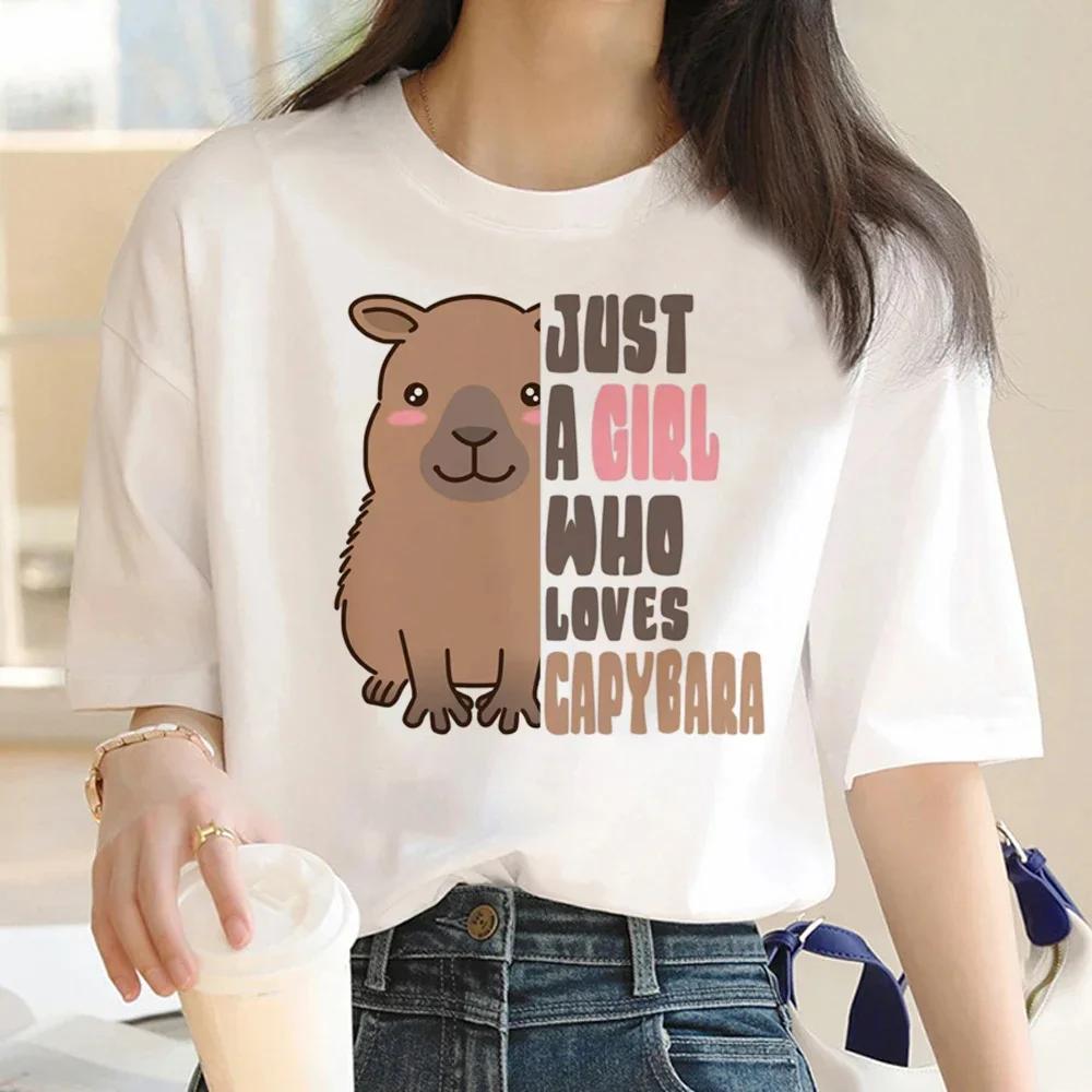 Cute Capybara Clothing T-Shirt Women Vintage Cartoon T Shirt Female Casual Anime Top Tees T Shirt Manga Women Graphic Tee Tops