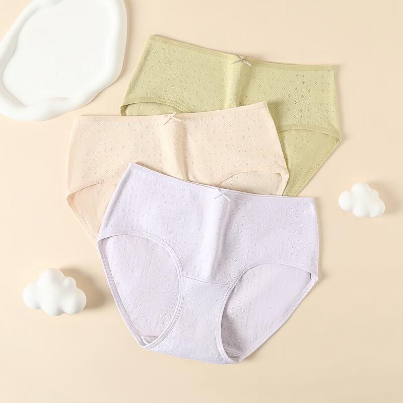 Fenteng Women's 100% Cotton Antibacterial 3-Pack Briefs