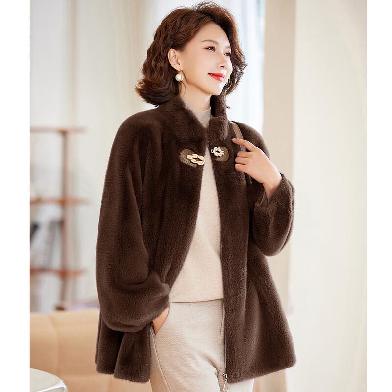 

Paster Women s Faux Mink Fur Stand Collar Winter Coat 2XL