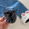 Korean Baby Girls' Fleece-Lined Jeans (0-5 Years) - Trendy Winter Pants AK518