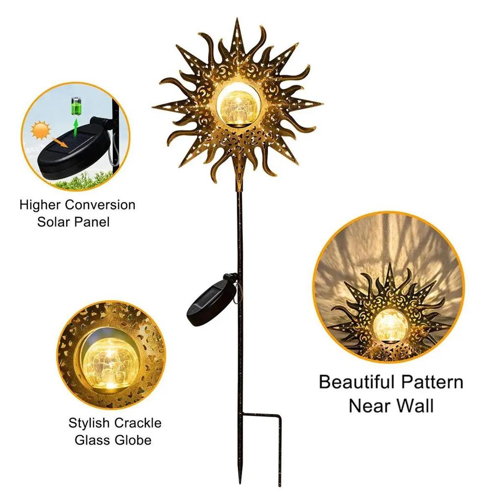 Solar Iron Decor Light Lamp Driveway Fairy Patio Powered Ip65 Fence Outdoor Lights Lawn Waterproof Dawn Led Dusk Ornaments Metal