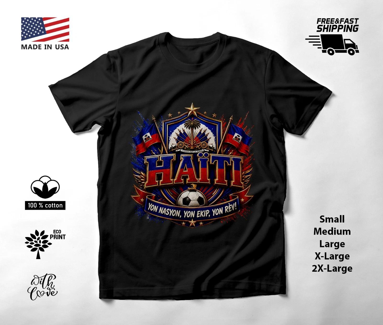 HAITI - NEW World Cup 2026 Football Soccer Fans Black T-Shirt Tee Shirt XXL