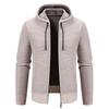 Men S Solid Color Hooded Fleece Knit Cardigan Autumn Winter Casual Coat