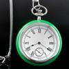 Luxury Top Brand Mechanical Wind Pocket Watch Up Green Jade&Stainless Steel Pouch Fob Watch Christmas  Birthday Collection Gift