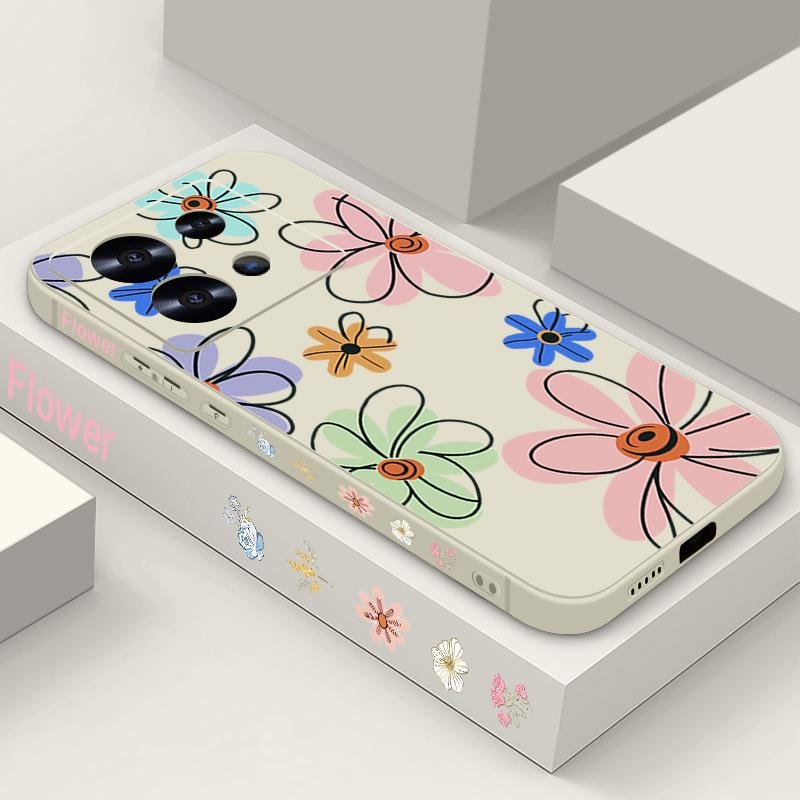 Lanyard Soft TPU Case For Xiaomi Redmi Note 14 13 Pro Plus 12 14 Pro 5G Note 13 11 13C 4G Cartoon Flower Patterned Phone Cover