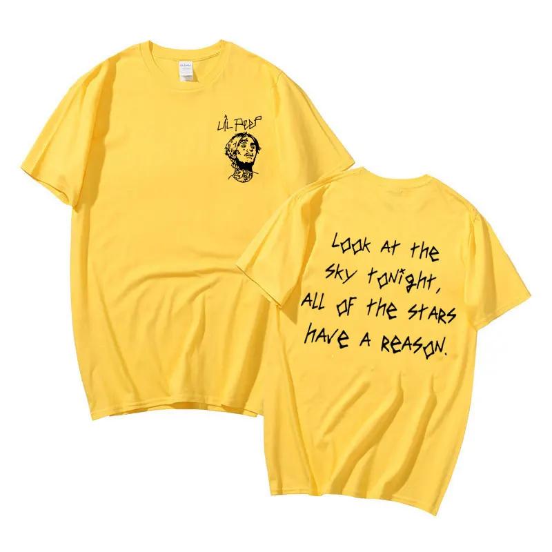 Rapper Lil Peep Look At The Sky Tonight All of The Stars Have A Reason Graphic Tshirt Men's Hip Hop Vintage Oversized T-shirts