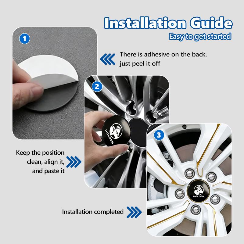 For Holden 4pcs 3D Car Logo Wheel Center Hub Cap Dust-proof Badge Sticker Colorado Captiva Commodor VT VX VU VY VZ HSV Astra