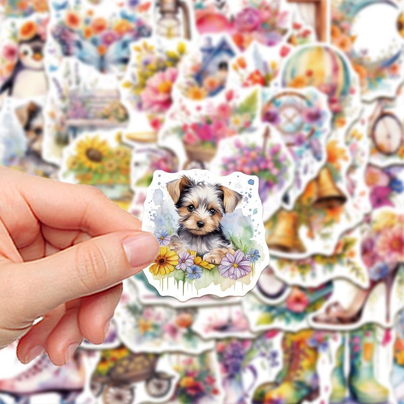 Superior-Grade 50Pcs First-Class Flower Premium-Quality Stickers High-Standard Vintage Superior-Grade Rose Top-Grade Floral First-Class Scrapbooking