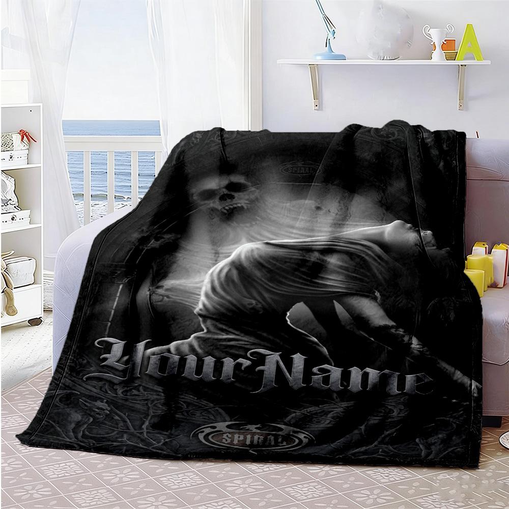 Gothic Illustrations Customize Your Name Blanket Cozy Personalized Blanket Soft Warm Cozy Perfect for Chair Office Chair Bed Home Decor All-Season Use