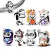 Copperanimal Pet Series Charm Penguin Owl Hugging Heart Beads For Women'S Bracelet Diy Jewelry Making Gift