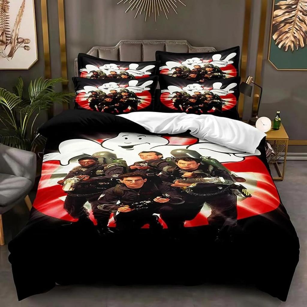 Cartoon Duvet Cover Pillowcase Ghostbusters Bedding Set Adult Boy Girl Bedroom Decoration Children Single Double Size