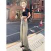American Washed High Street Loose Pants Women's Small 2025 Summer Frayed Edge Stylish Niche Style Slimming Jeans