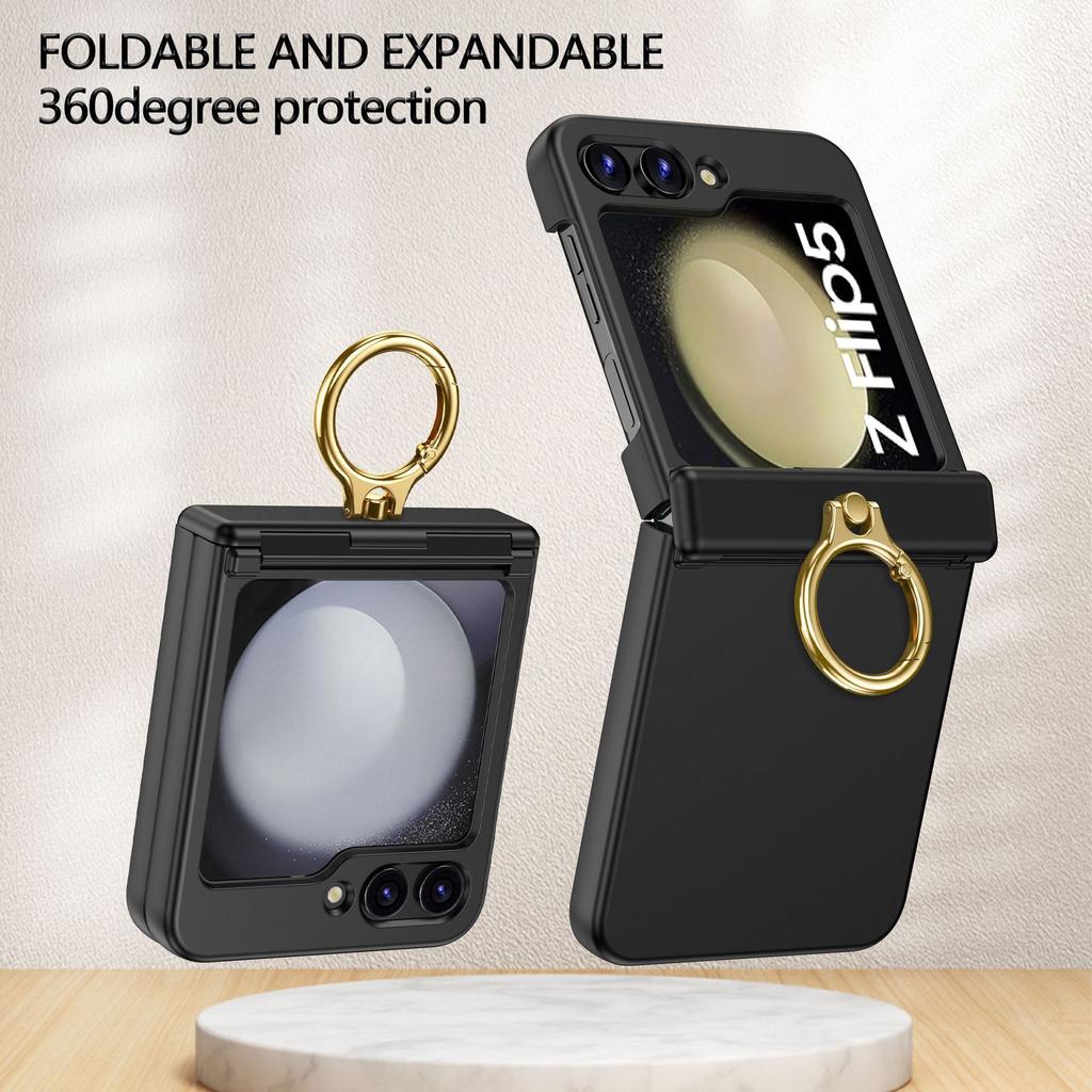 Applicable to Samsung Z flip7 mobile phone case all-inclusive hinge integrated metal ring bracket flip5 anti-drop protective case