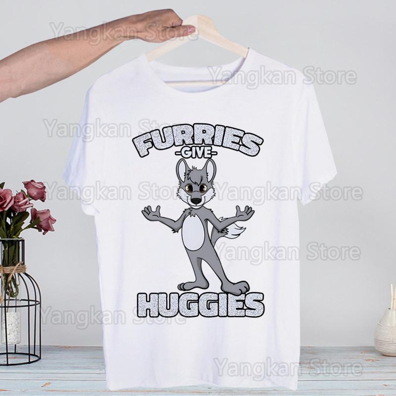Meme Funny Fur Furry Cute T-Shirt  Unisex Unisex Anime Cartoon Design  Unisex Tee Shirt Homme Summer Tops Short Sleeve Vintage Style Shirt