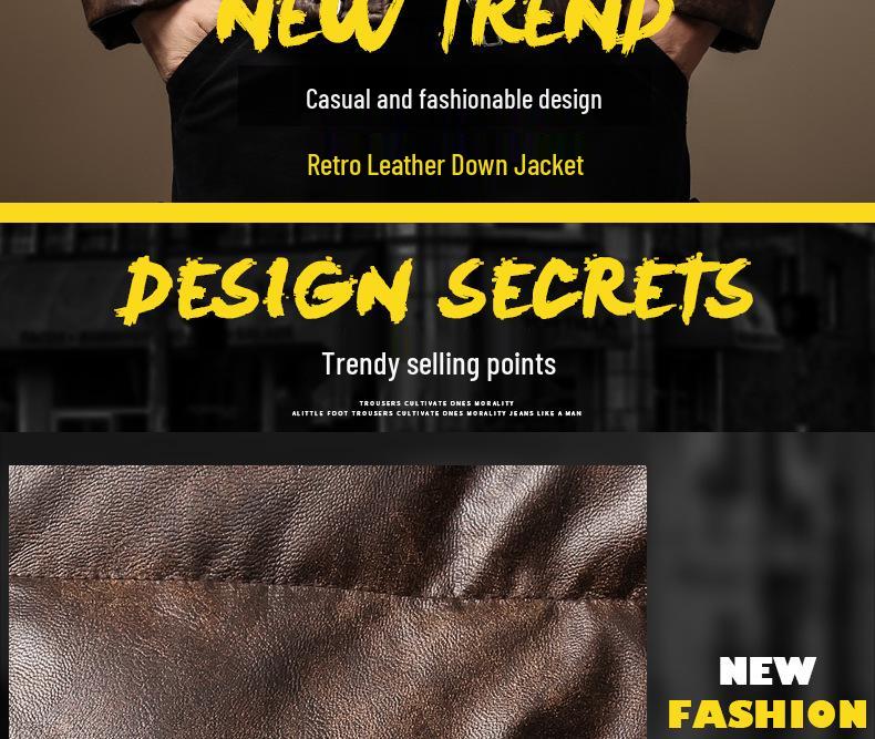 Men's Premium 90% Duck Down Leather Winter Jacket 2024 - Loose, Warm, Outdoor Casual Plus Size Coat