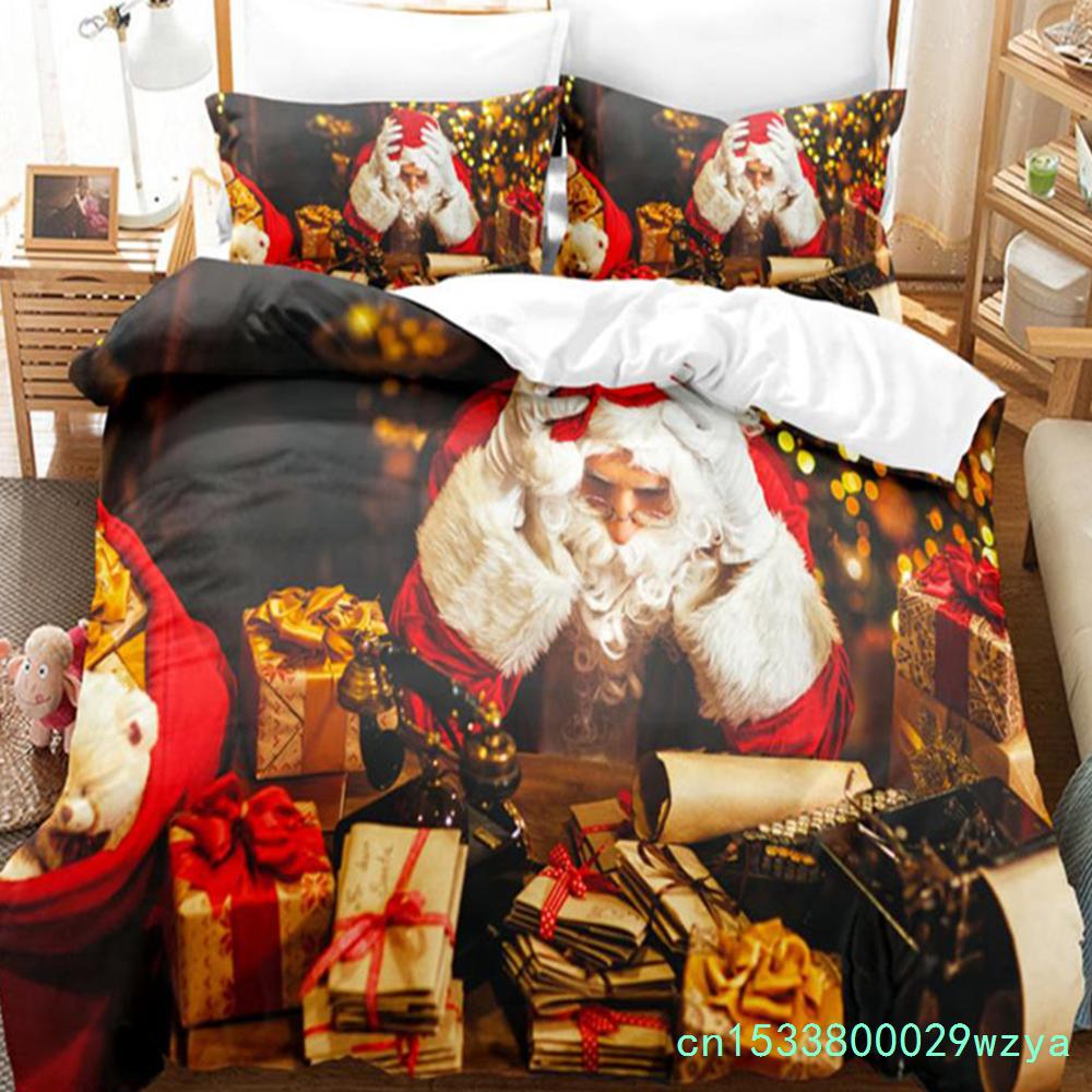 3D Christmas Quilt Cover Bedding Set Duvet Comforter Pillow Case Bed Linens Twin Queen King Double Full Single 3PCS 2PCS Bedroom
