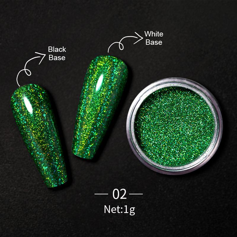 Nail Art Aperture Laser Powder, Nail Art Aurora Colorful Diamond Glitter, Rainbow Powder Metal Electroplated Nail Powder