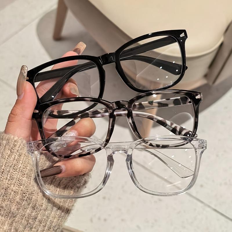 3 Pairs of Men's and Women's Universal Y2K Basic Square Small Frame Simple and Fashionable Ordinary Decorative Glasses