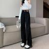 High Waist 2025 Autumn and Winter Black Wide-leg Straight Jeans Women's Loose and Thin New Drape Mopping Ins