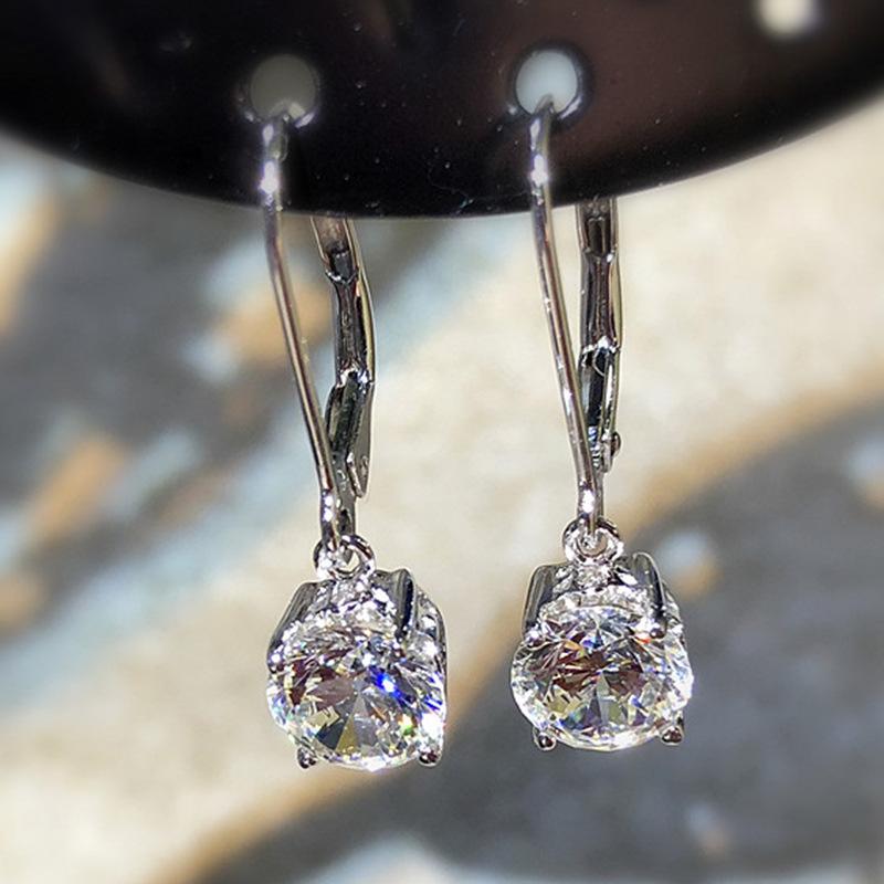 2026 Earrings Classic Four-claw Zircon Earrings for Women White Gold Earrings and Earrings