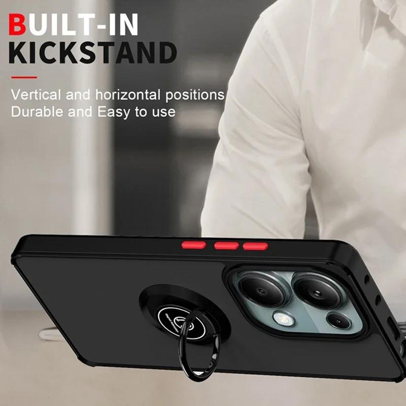 Magnetic Matte Ring Holder Case for Redmi Xiaomi 14T 12T Note 12 13 Ultra  Pro Plus 14 13C 14C X6 4 5G  Deluxe Shockproof Cover
