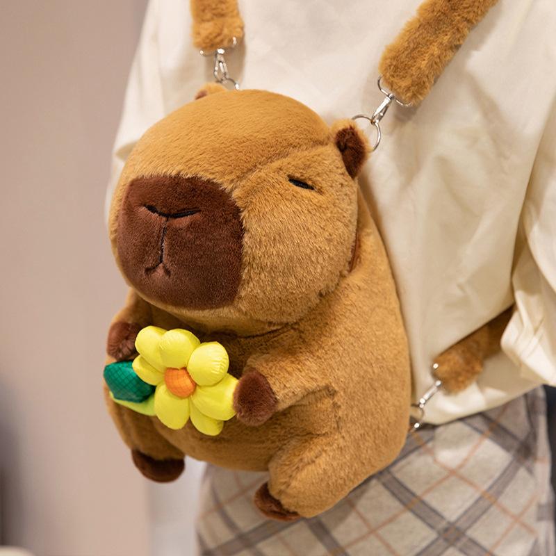 

Capybara Child Plush Backpack With Adjustable Straps Leisure Outdoor Storage Bag Flower