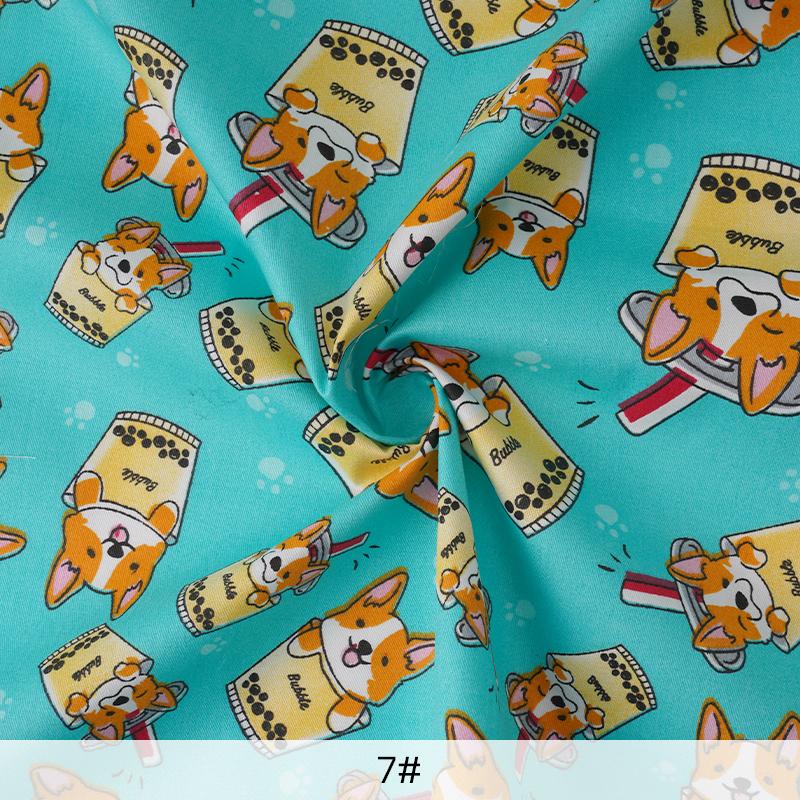Pure Cotton Cartoon Printed Fabric for Summer Dress Bedding Children's Pajamas Handmade DIY Sewing Fabrics 0.5m/1m/2m