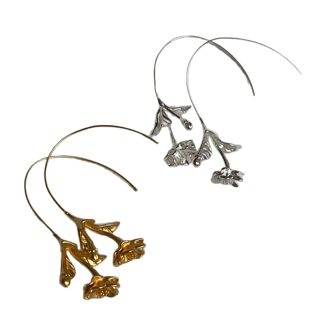 Versatile High-End Style Flower Pendant Earrings: Simple & Unique Ear Studs