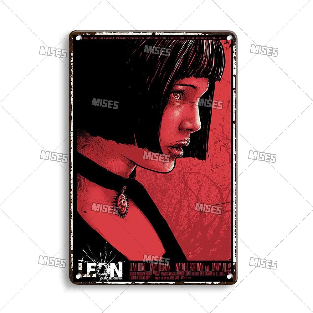 MISES Lon Klassischer Film Metallposter Killer Leon Kneipe Metallblechschild Wandplatte Haus Garten Metallschild Wand Industrielle Dekoration