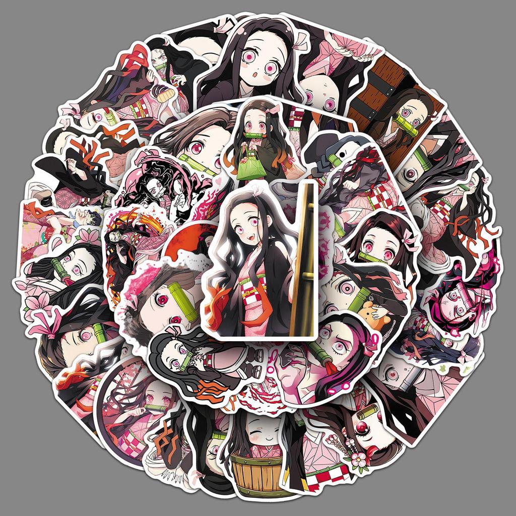50 Nezuko Cartoon Stickers - Demon Slayer Anime Decorations for Phone Cases & Water Cups