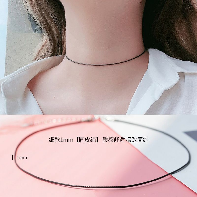 

Чокер Женский из Стерлингового Серебра 925 пробы Аксессуары для Шеи Ожерелье Thin round leather rope [925 sterling silver]]