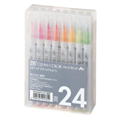 Kuretake ZIG Clean Color Real Brush 24 Canetas, Cores, RB-6000AT/24V