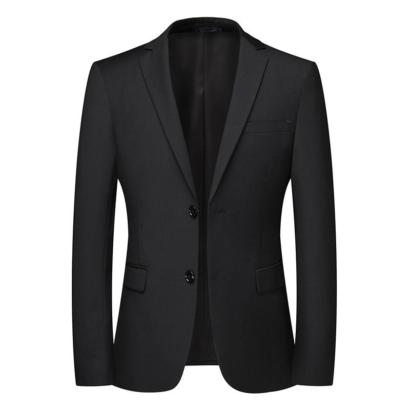 

High Quality Blazers Men Fashion Business Solid Color British Style Groom Wedding Dress Man Blazer Jacket M чорний