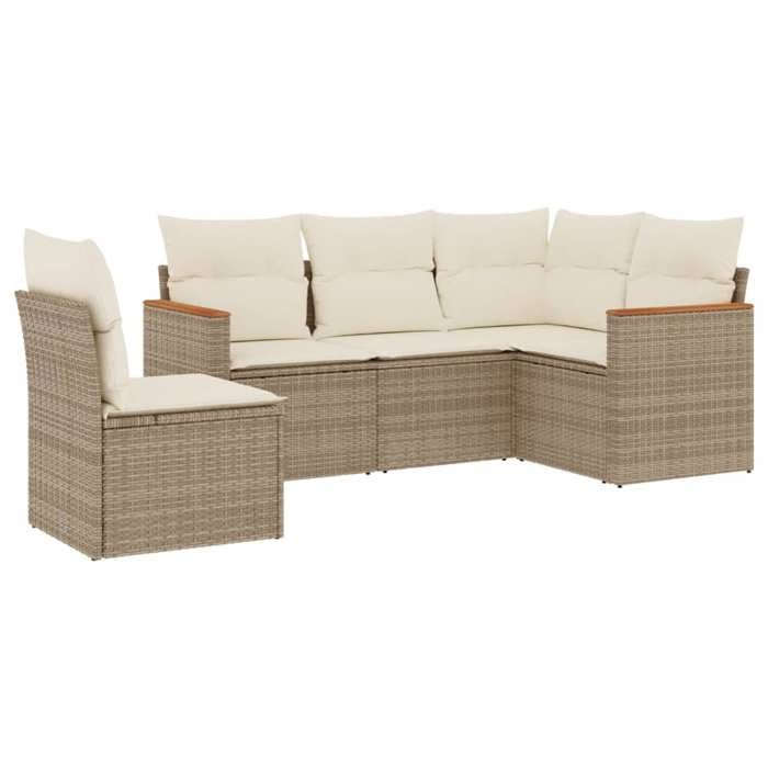 VidaXL Garden Lounge Set with Cushions 5 Pcs, Patio Sofas, Patio Furniture Set, Outdoor Furniture, Beige 3258376