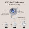 ATTAGEMS Blaue Moissanit Damenringe Oval geschliffen 1,0 Karat Echtsilber S925 Schmuck für Hochzeit Verlobungsring Mit Zertifikat