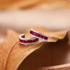 Fashion Brilliant Earrings For Women New In  Inlaid Full Diamond Red Gemstone C-Shaped Stud Earrings Engagement Jewelry