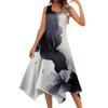 Women's Casual Fashion Round Neck Sleeveless Floral Print Irregular Hem Midi Dress