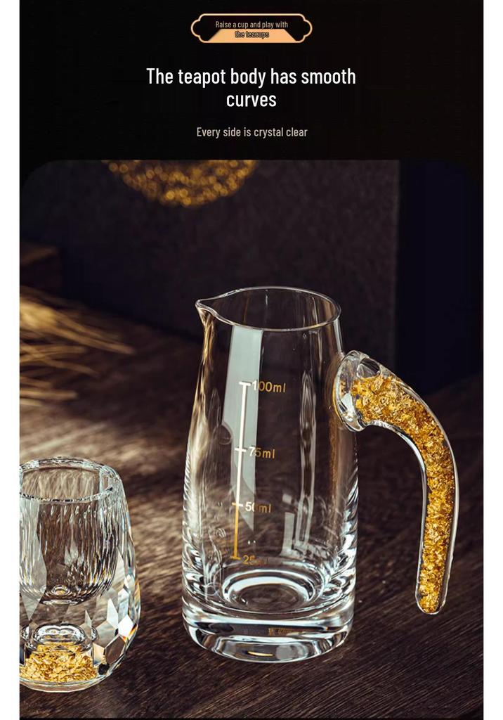 Gold Leaf Facet Wine Glass Set: High-Grade Crystal Decanter & Holder for Home or Gift Use