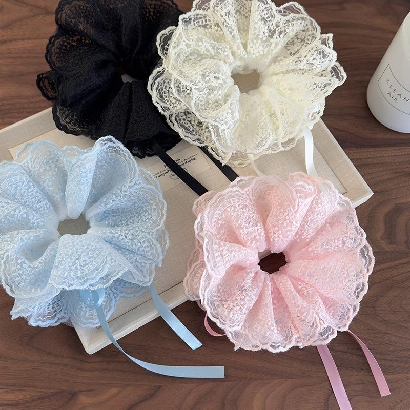 Lace Drawstring Hair Ring Women Big Size High-end Feel Versatile Sweet Hair Accessories