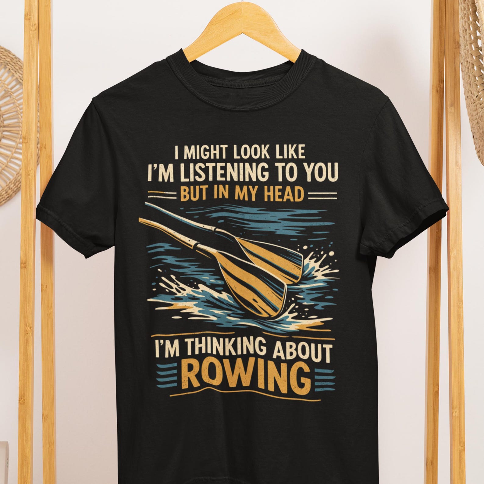 Rowing T-Shirt: Thinking About Rowing Graphic Tee 2XL