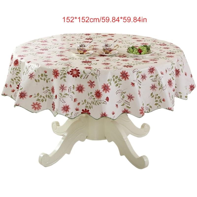 Florals Pattern Tablecloth Oilproof Waterproofs Easy Cleaning Round Table Cover for Home Restaurant Decors Table Cloth